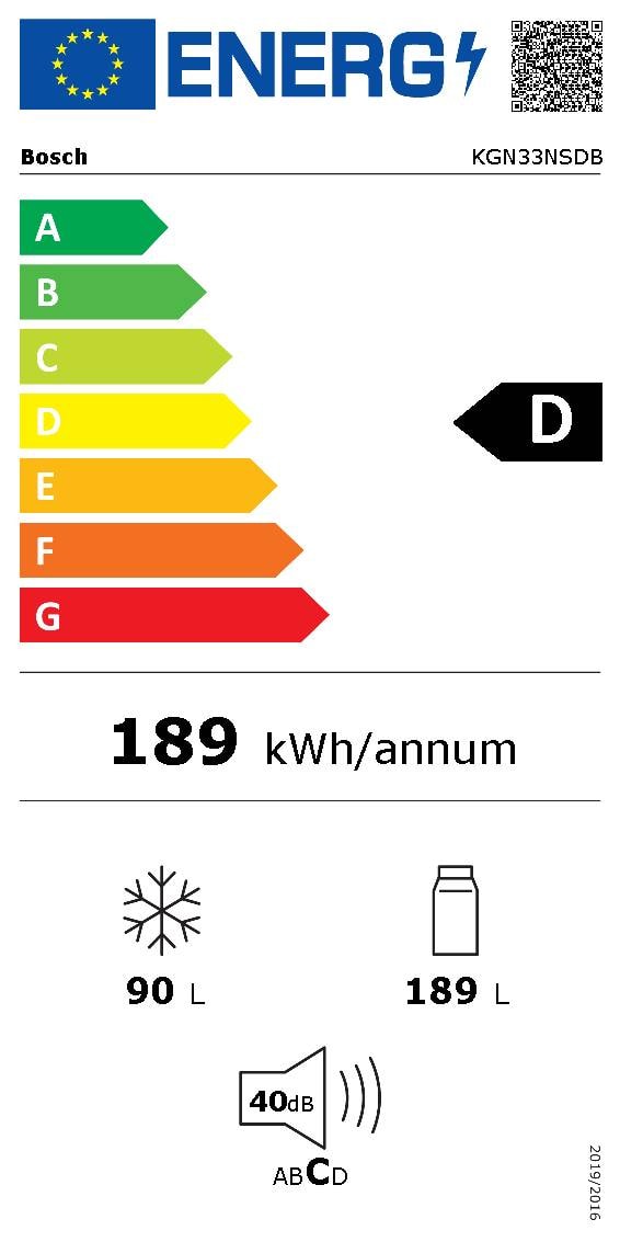 Réfrigérateur congélateur bas BOSCH  - KGN33NSDB