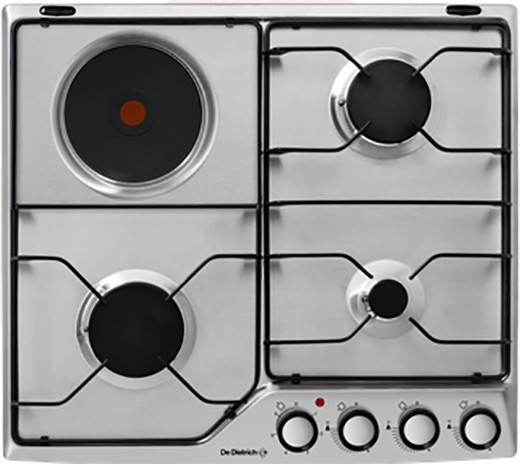 DE DIETRICH Plaque mixte 3 foyers dont 1 électrique 60cm Inox DPE7610XM DE DIETRICH Plaque mixte 3 foyers dont 1 électrique 60cm Inox DPE7610XM