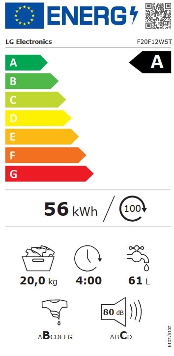 Lave linge Frontal LG 20kg 1000trs/min Blanc - F20F12WST