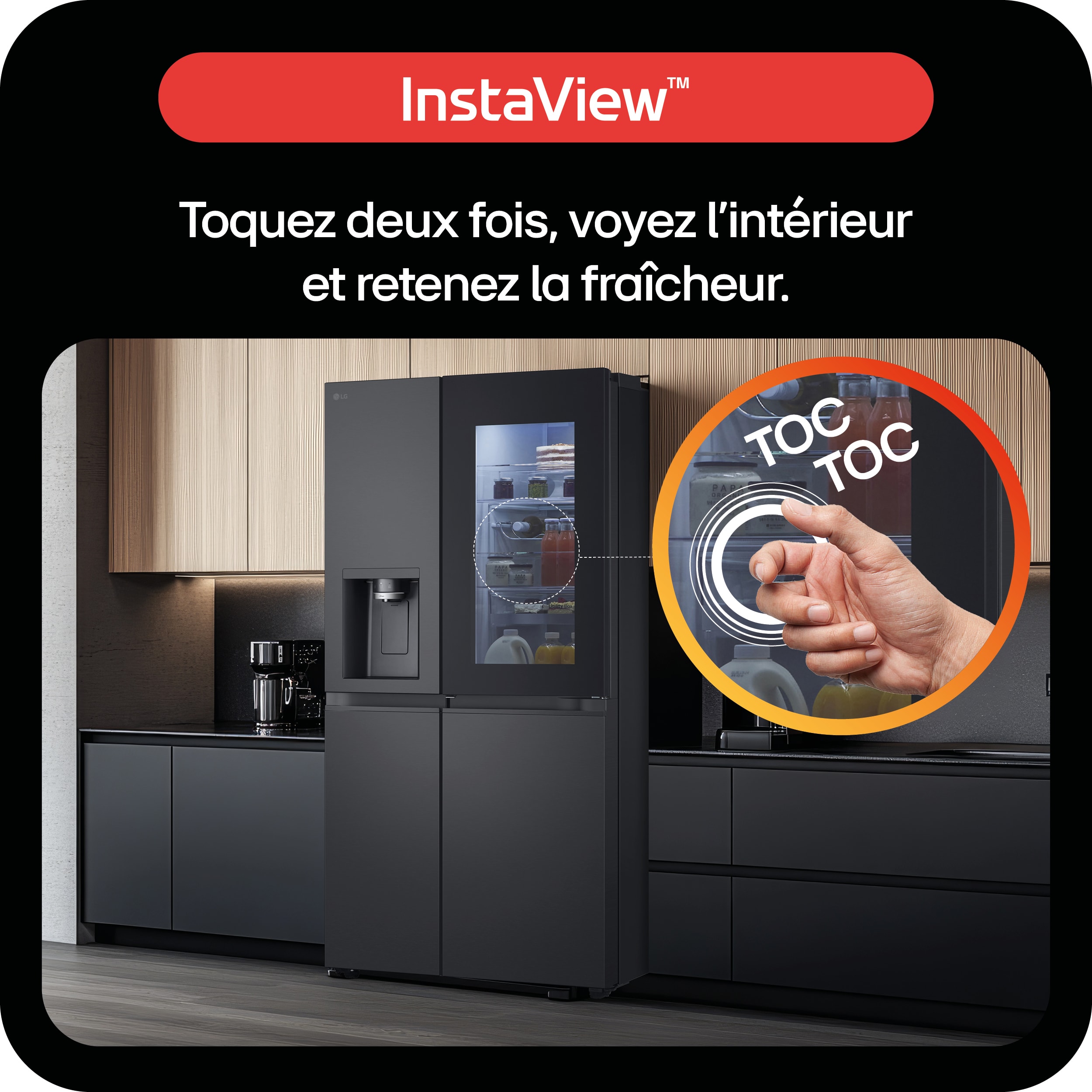 Réfrigérateur américain LG ,InstaView, Froid Ventilé, 628L, Noir - GSXE90EVDD