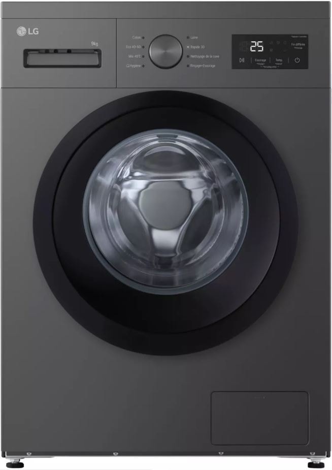 Lave linge Frontal LG 9kg 1400trs/min Noir F94N14SLS