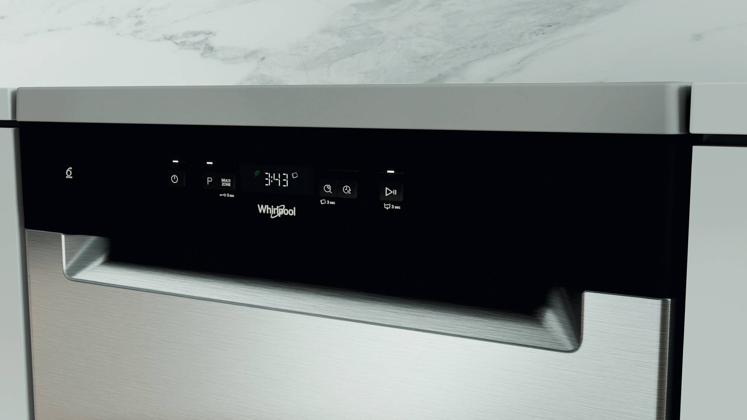 Lave vaisselle 60 cm WHIRLPOOL 6ème sens 8 programmes 44 dB 14 couverts  - WFC3C34X