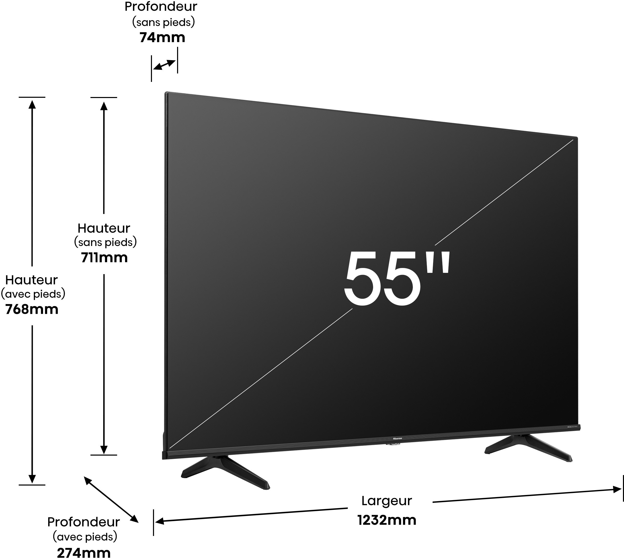 HISENSE TV QLED 4K 139 cm 50 Hz Dolby Vision 55" - 55E7KQ