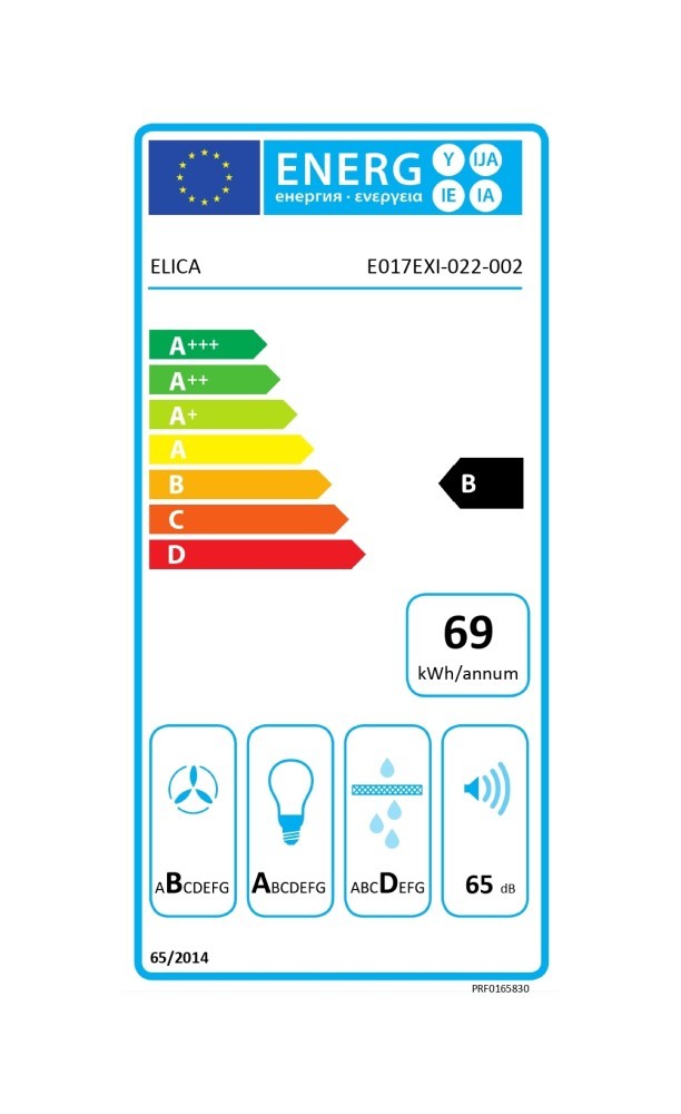 Groupe filtrant ELICA , 4 vitesses, 65dB, 60 cm, Noir - PRF0165830