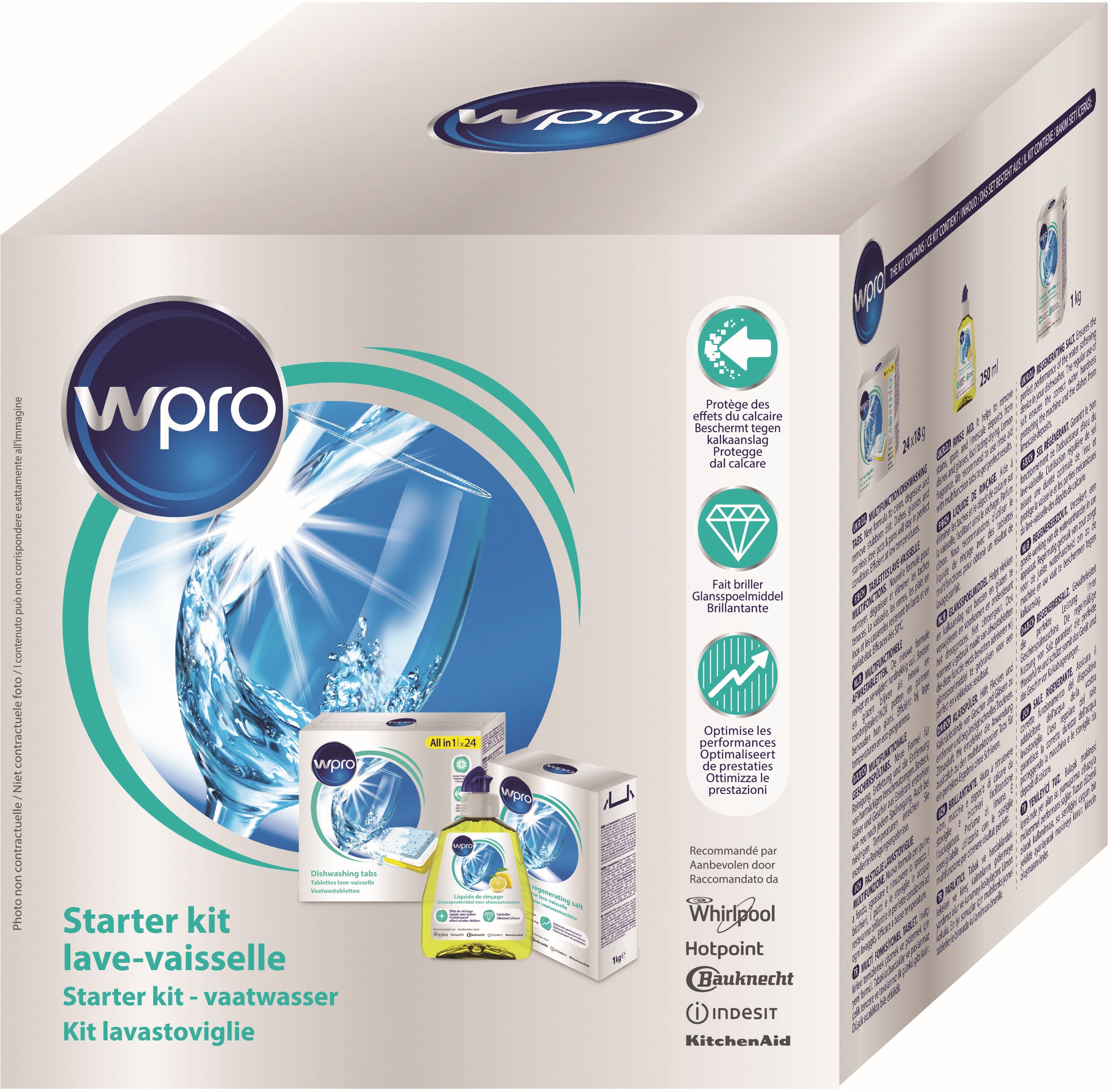 Kit entretien lave-vaisselle WPRO Pack complet Anti-calcaire Brillance DWC314/1