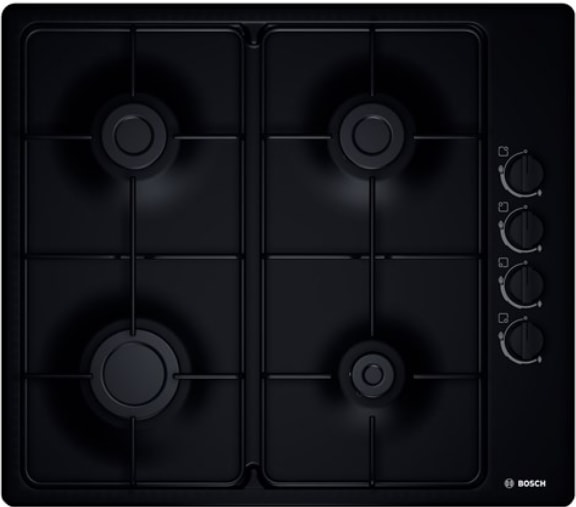 Plaque gaz BOSCH Serie 2, 4 bruleurs, 7400W, 60cm, Noir - PBP6B6B80