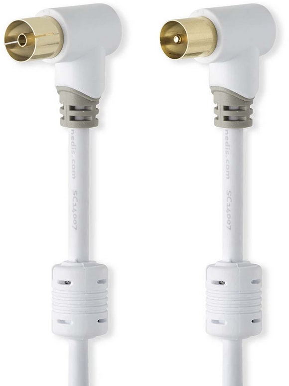 Câble antenne TV NEDIS 2m Coudé 100dB Plaqué Or Double Blindage CSBW40010WT20