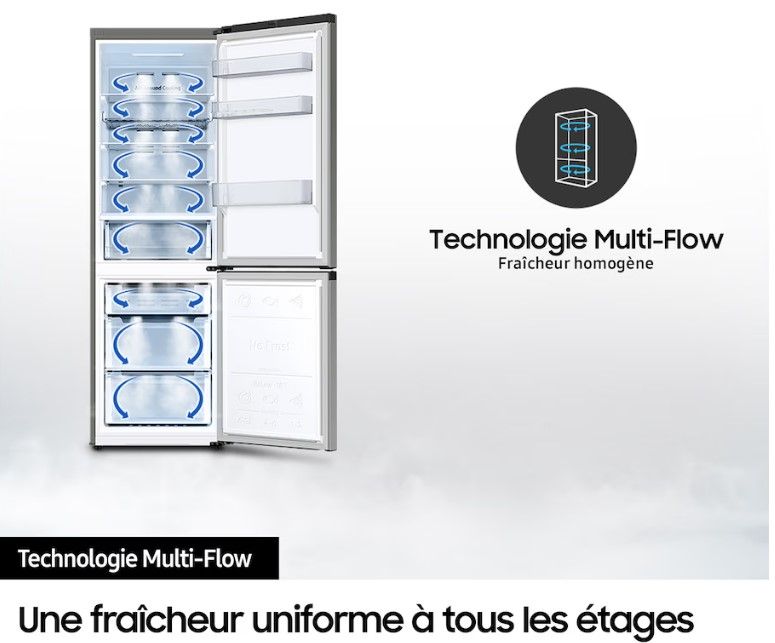 Réfrigérateur congélateur bas SAMSUNG 390L No Frost Inox - RB38C672ESA