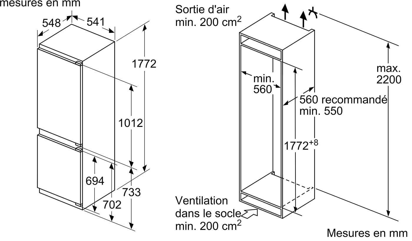 Réfrigérateur congélateur encastrable BOSCH - KIN86SFE0 Réfrigérateur congélateur encastrable BOSCH - KIN86SFE0