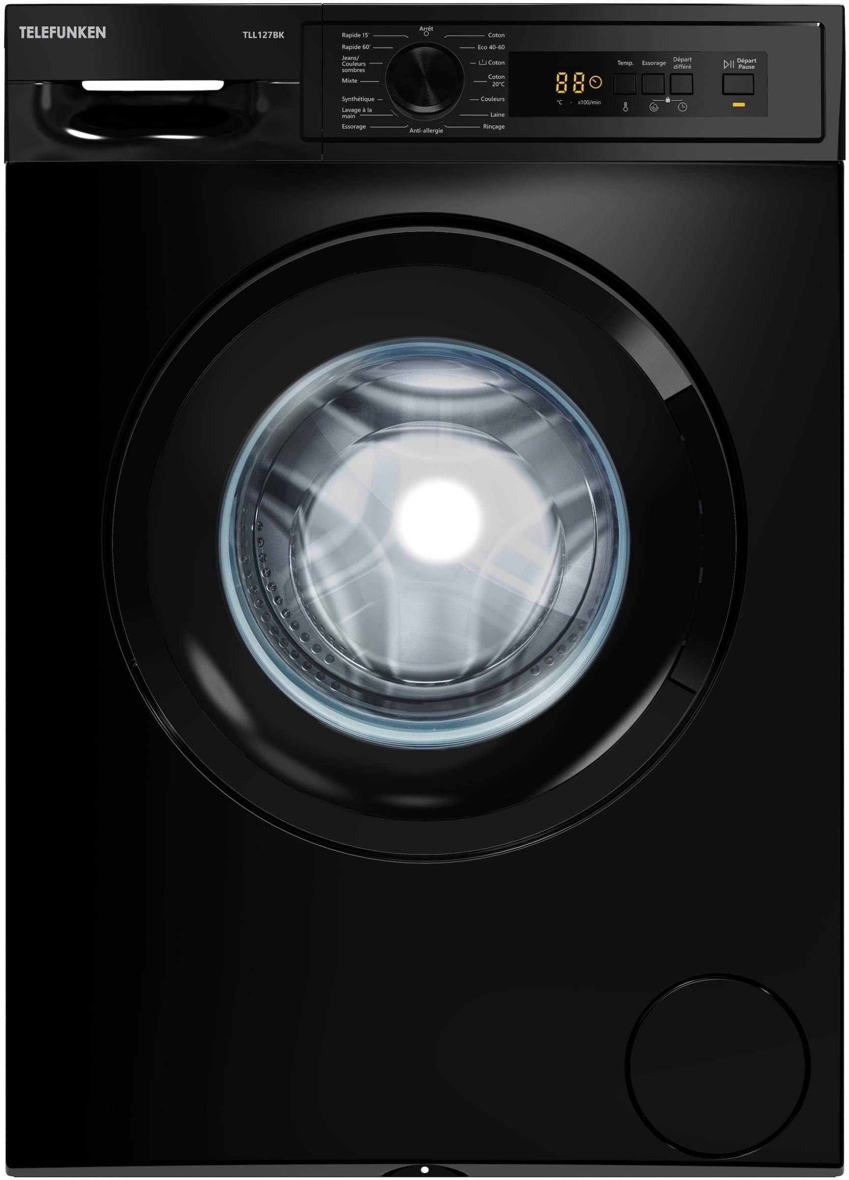 Lave linge Frontal TELEFUNKEN 7kg 1200trs/min Noir TLL127BK
