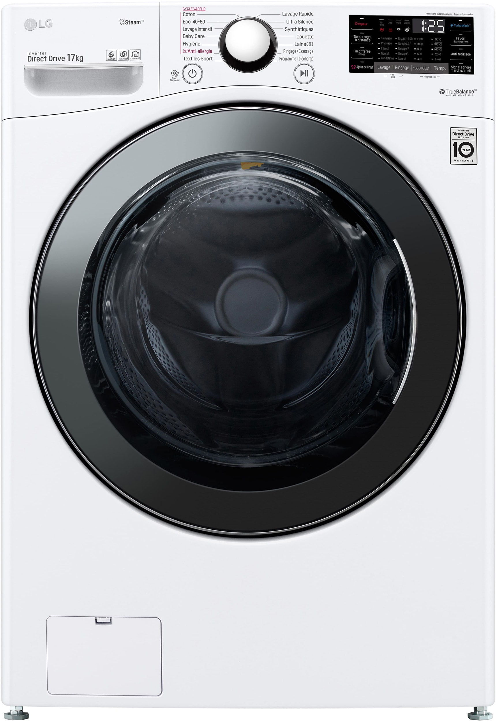 Lave linge Frontal LG 17kg 1100trs/min Blanc F71P12WHS