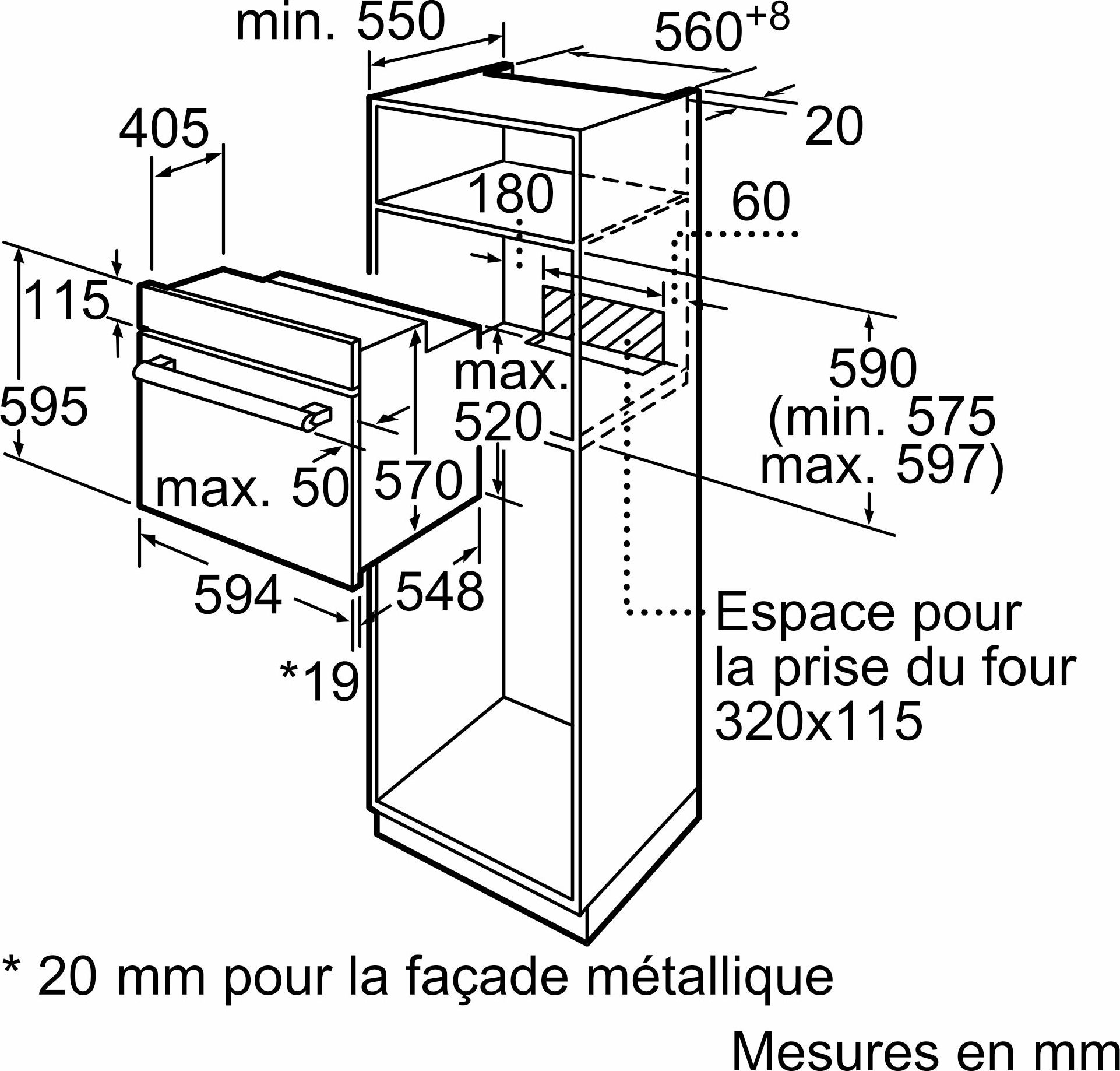 Four encastrable EcoClean BOSCH Chaleur tournante 66 L Noir - HBF153BB0