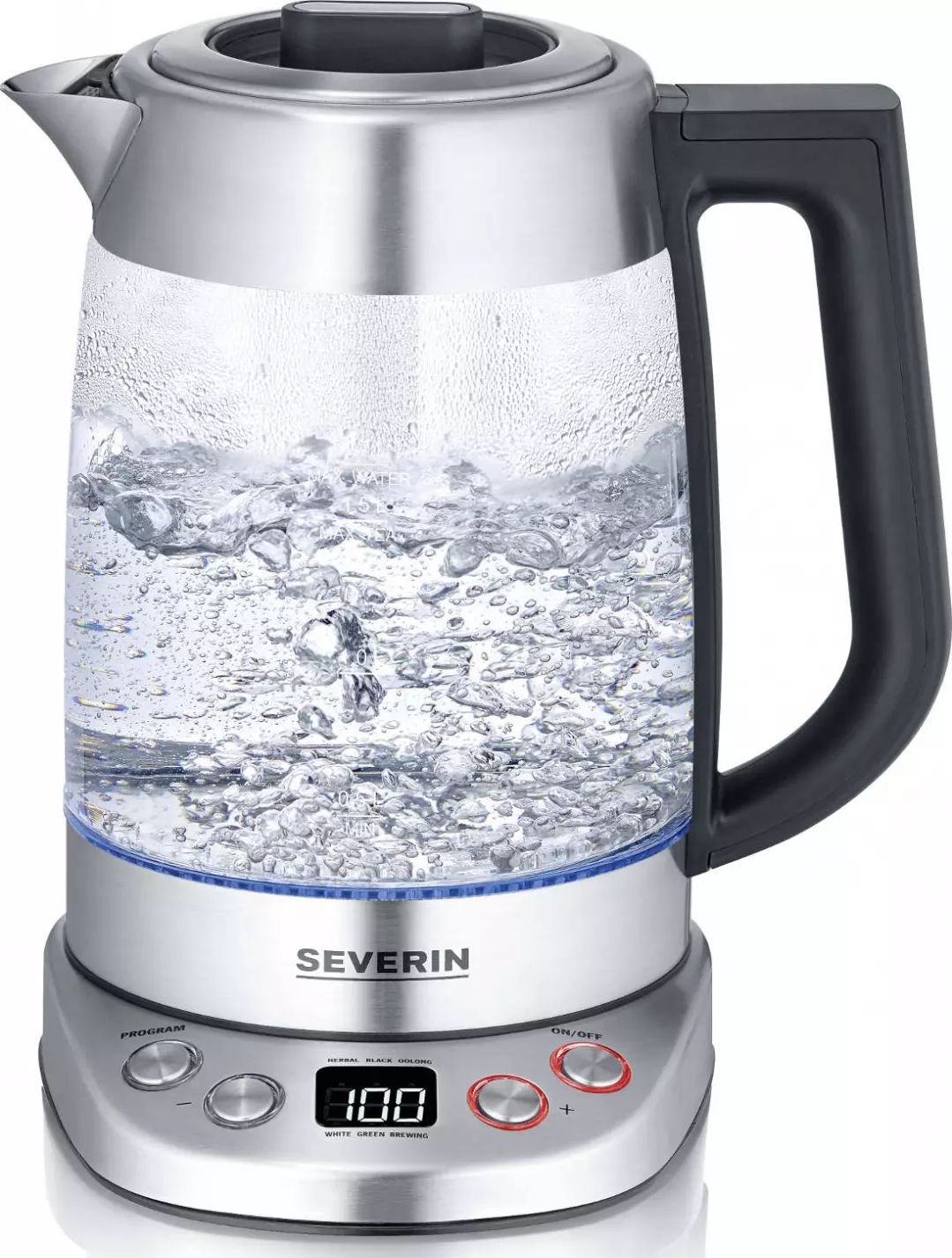 Théière électrique SEVERIN Température réglable 1,7L 3000W Inox - WK3480