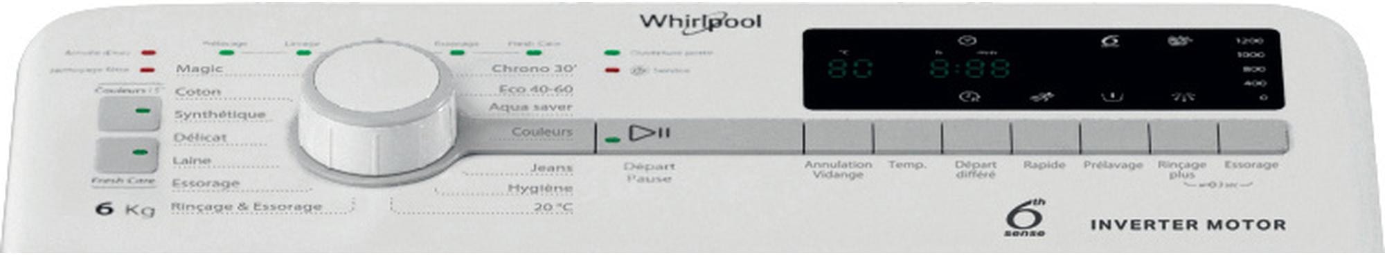 Lave linge Top WHIRLPOOL 14 programmes, 9 Kg, Blanc - ETDLR6061FR Lave linge Top WHIRLPOOL 14 programmes, 9 Kg, Blanc - ETDLR6061FR