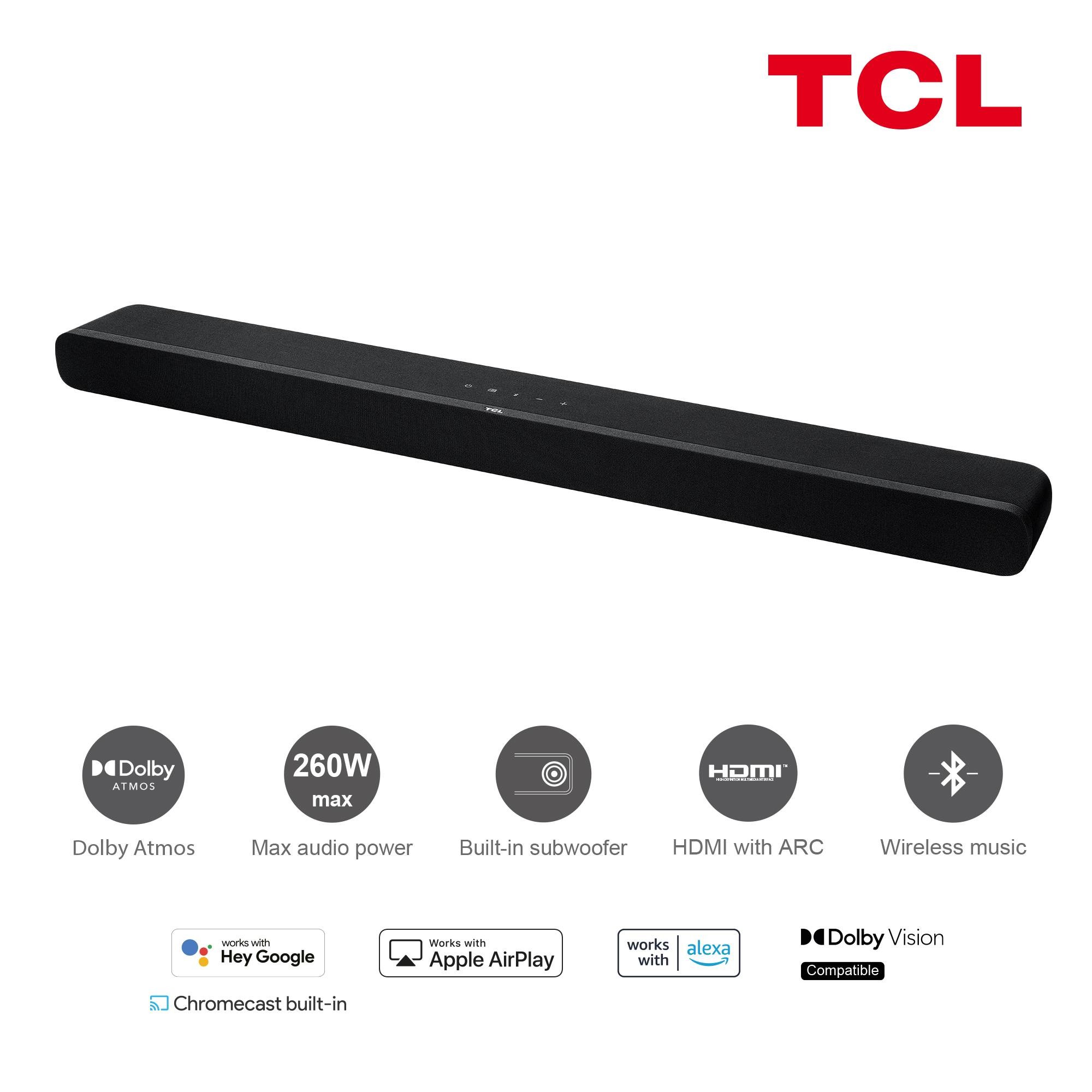 Barre de son TCL sans fil Série X, 7.1, 260W, Noir - TS8211 Barre de son TCL sans fil Série X, 7.1, 260W, Noir - TS8211