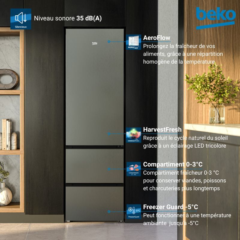 Réfrigérateur 3 portes BEKO  - B5RGNA355HXB