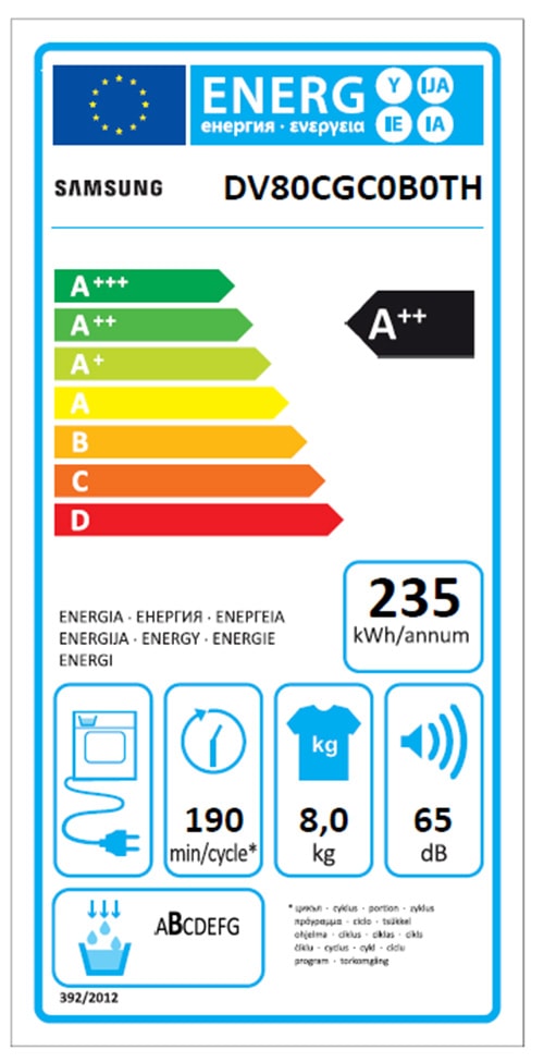 Sèche-linge pompe à chaleur SAMSUNG Quick Dry SmartThings 8kg - DV80CGC0B0TH