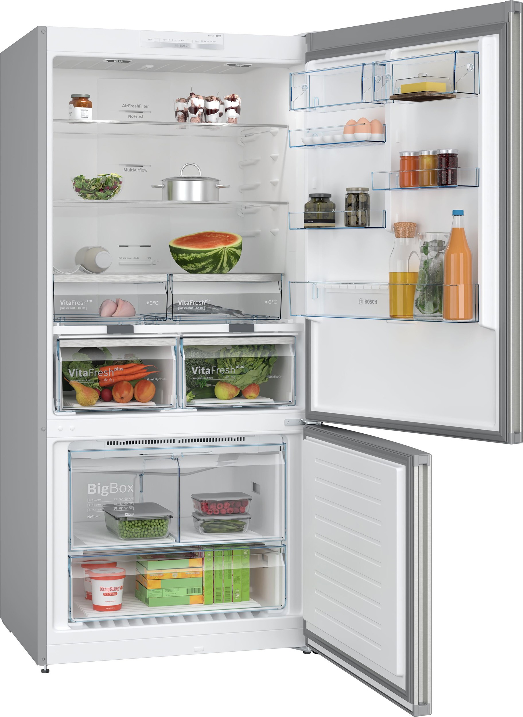 BOSCH Réfrigérateur congélateur bas No Frost 631L Inox - KGN86VIEA