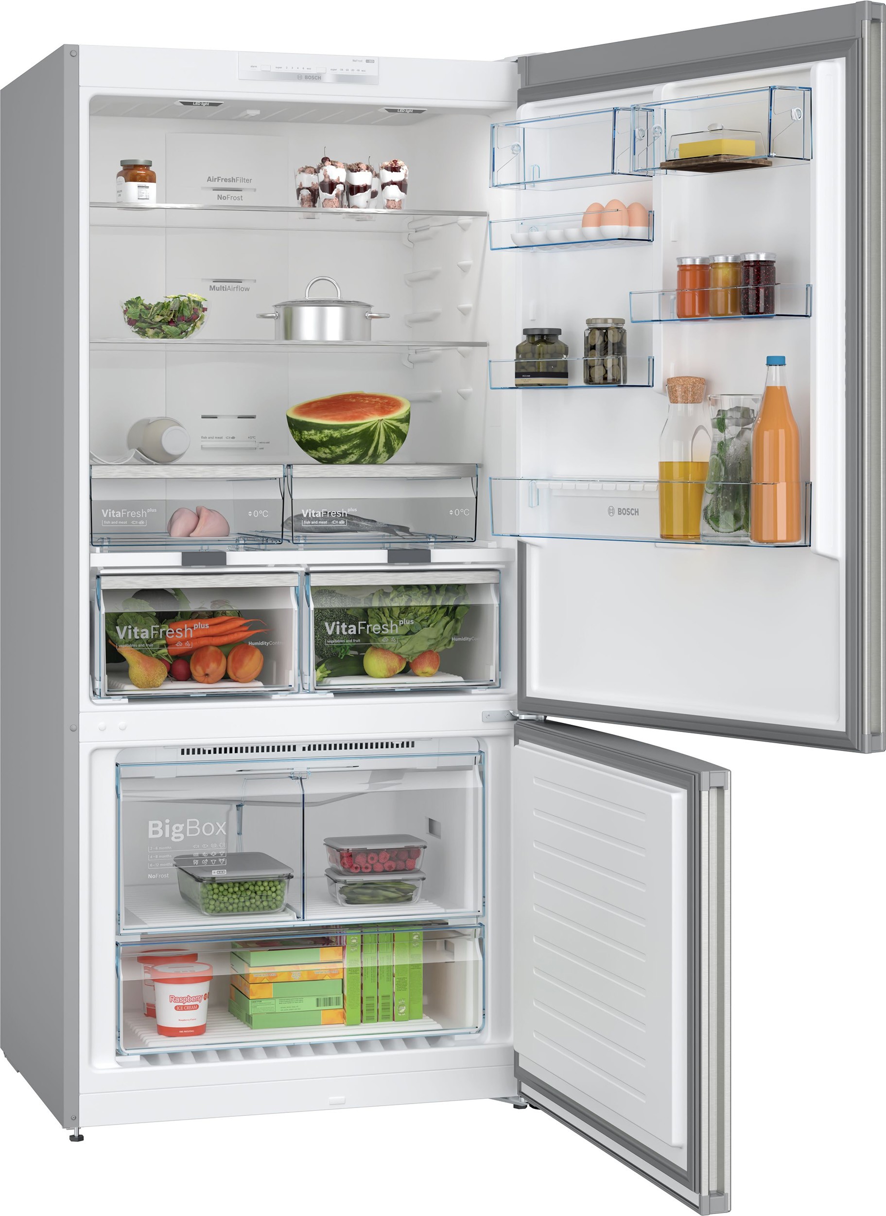 Réfrigérateur congélateur bas BOSCH No Frost 631L Inox - KGN86VIEA