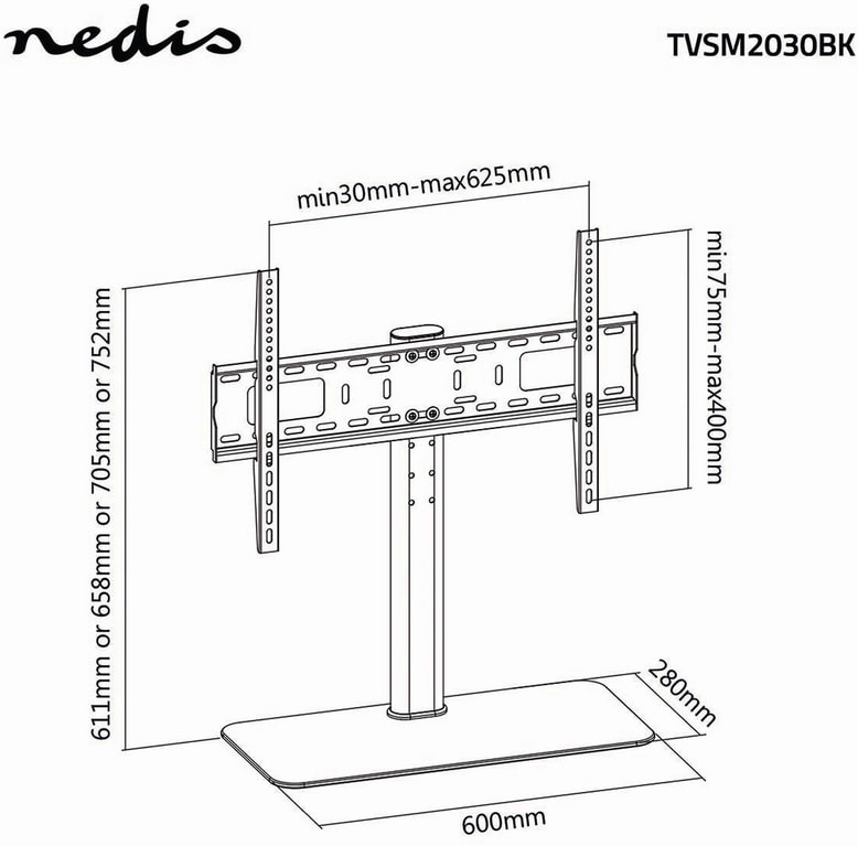 Pied TV de sol NEDIS  - TVSM2030BK