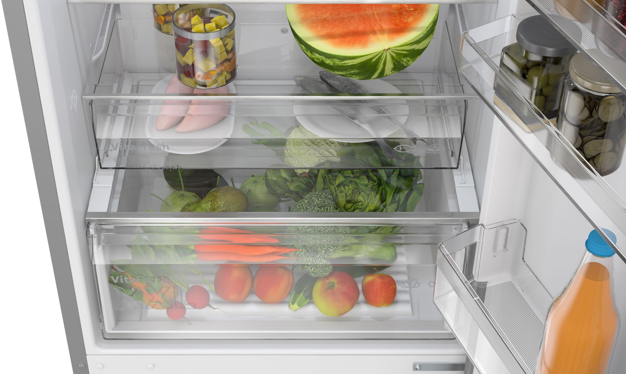 Réfrigérateur congélateur bas BOSCH , Froid No Frost, 440L, Inox - KGN492IAF