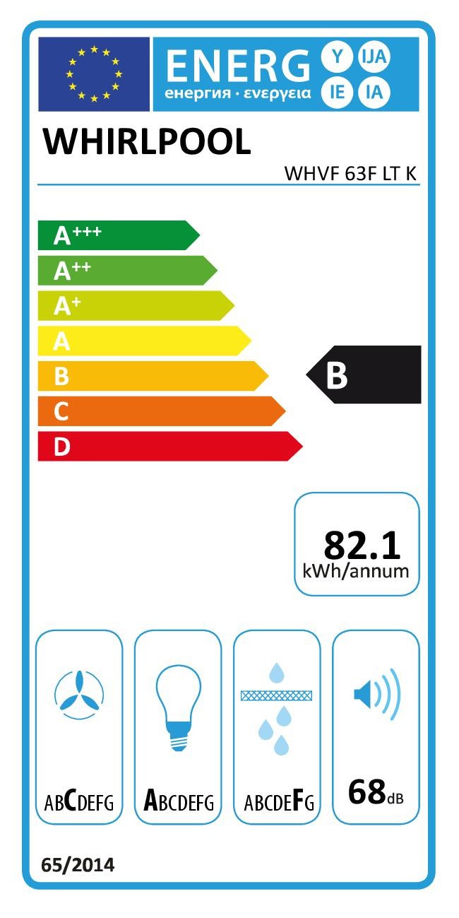 Hotte decorative murale WHIRLPOOL 68 dB 60 cm - WHVF63FLTK