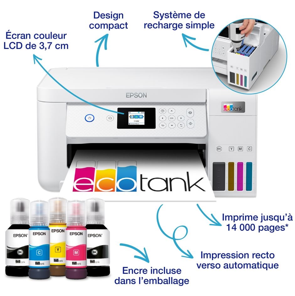 Imprimante multifonction réservoir d'encre EPSON  - ECOTANK-ET2856
