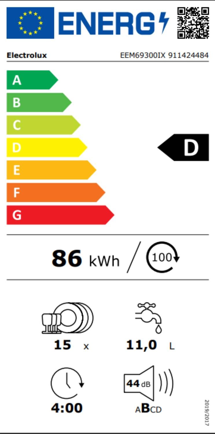Lave vaisselle encastrable 60 cm ELECTROLUX AirDry 15 couverts 44dB Inox - EEM69300IX