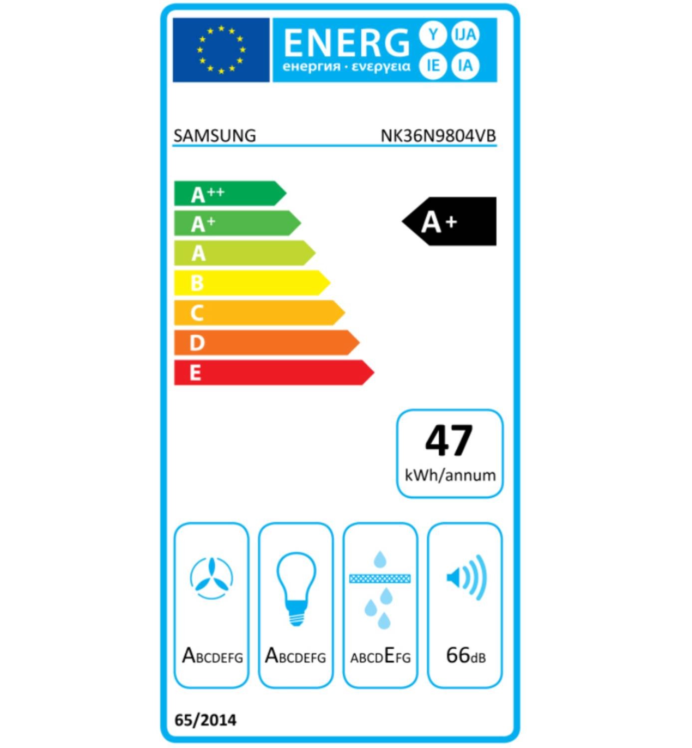 SAMSUNG Hotte decorative murale 90 cm 4 vitesses 75dB Noir - NK36N9804VB