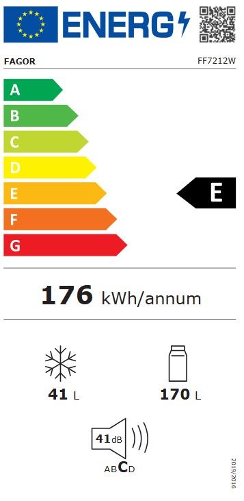 Réfrigérateur congélateur haut FAGOR 211L Froid statique Blanc - FF7212W