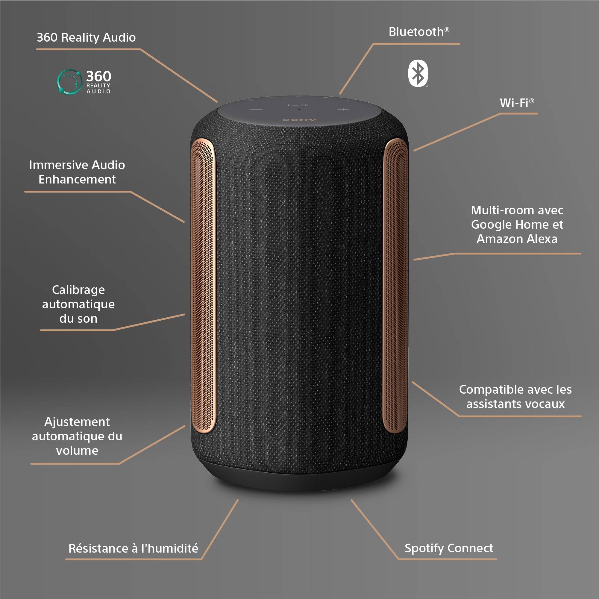 Enceinte bluetooth SONY son omnidirectionnel 360 reality Audio - SRSRA3000B