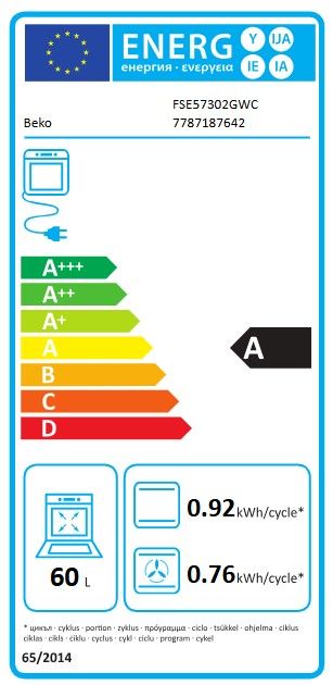 Cuisiniere vitroceramique BEKO  - FSE57302GWC