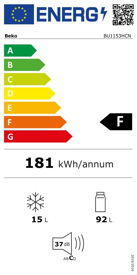 BEKO Table top encastrable Froid Statique MinFrost 107L - BU1153HCN