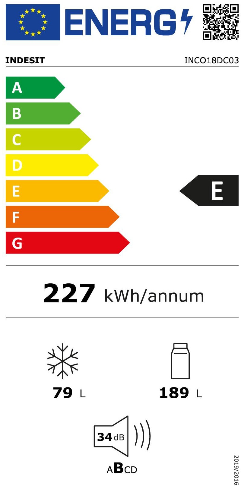 Réfrigérateur congélateur encastrable INDESIT  - INCO18DC03