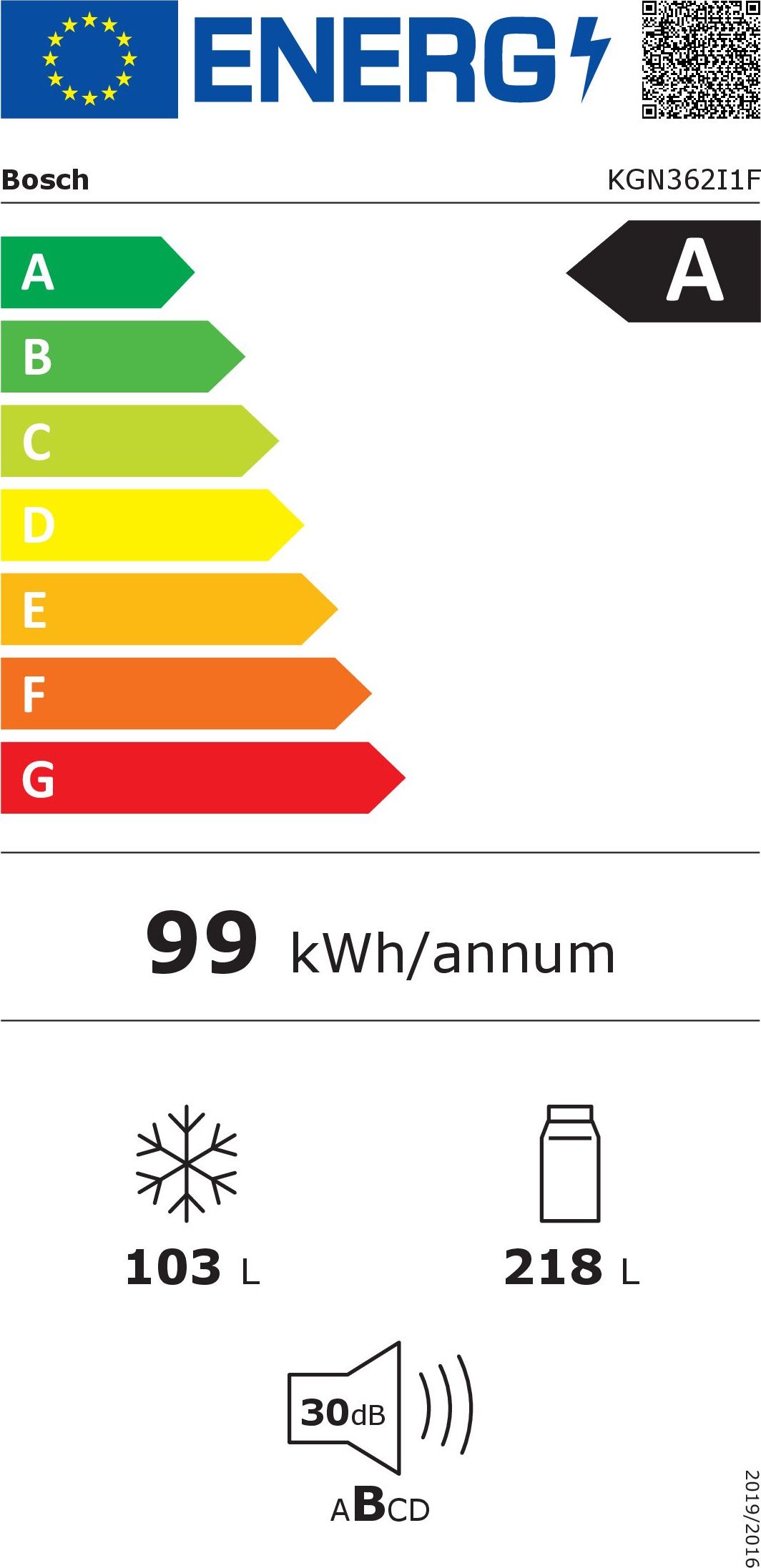 Réfrigérateur congélateur bas BOSCH 321L No Frost Inox - KGN362I1F