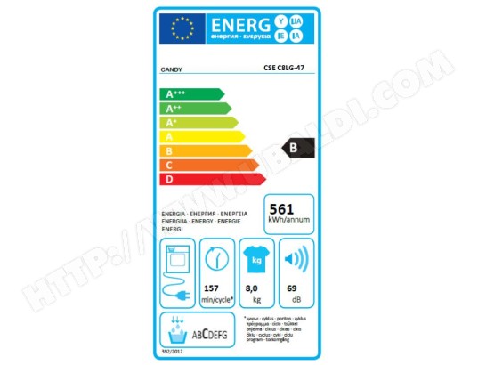 CANDY Sèche linge Condensation 8kg - CSEC8LG-47