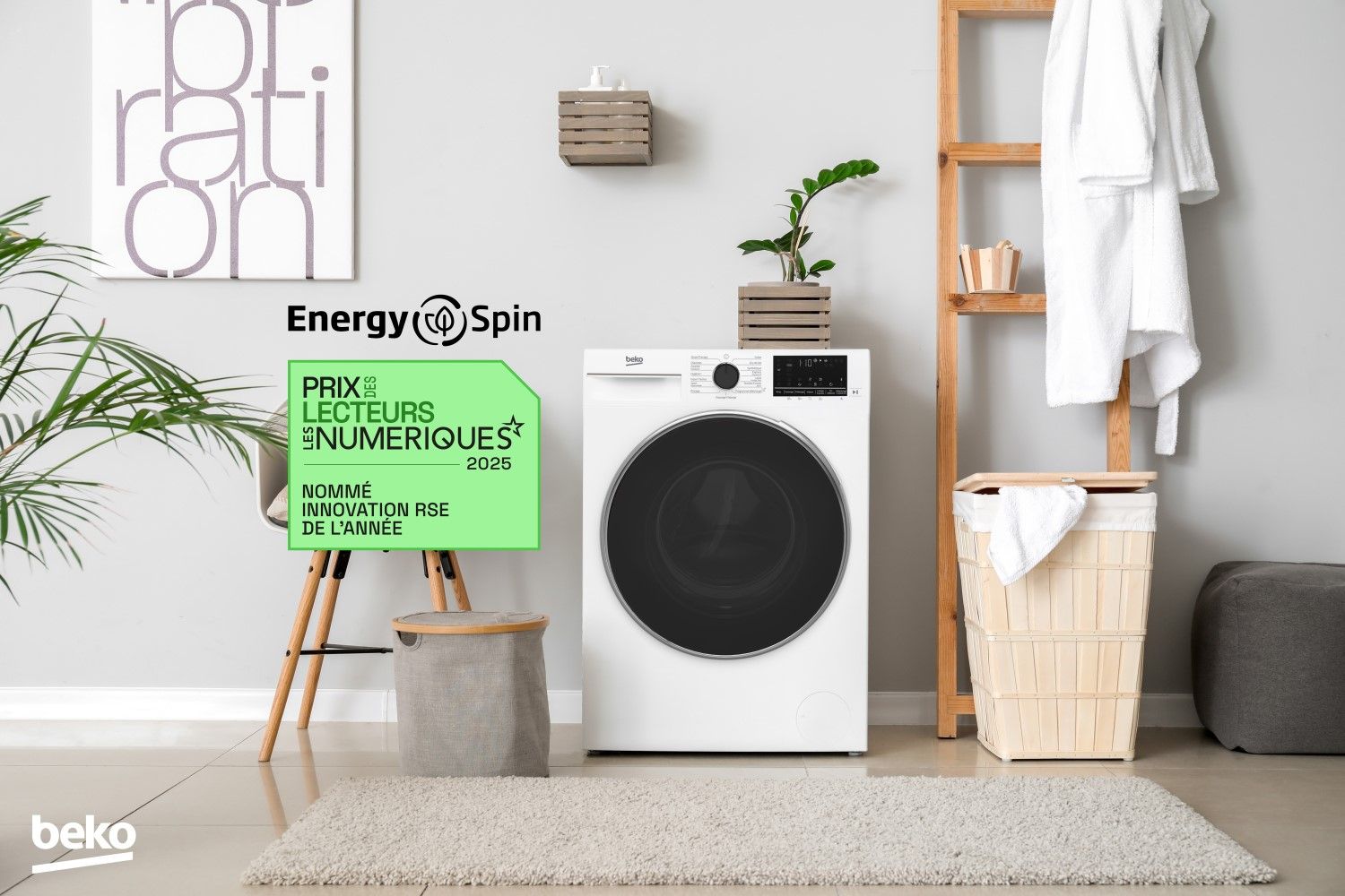 Lave linge Frontal BEKO 9kg 1400trs/min Blanc - B7WFU39411WDOS