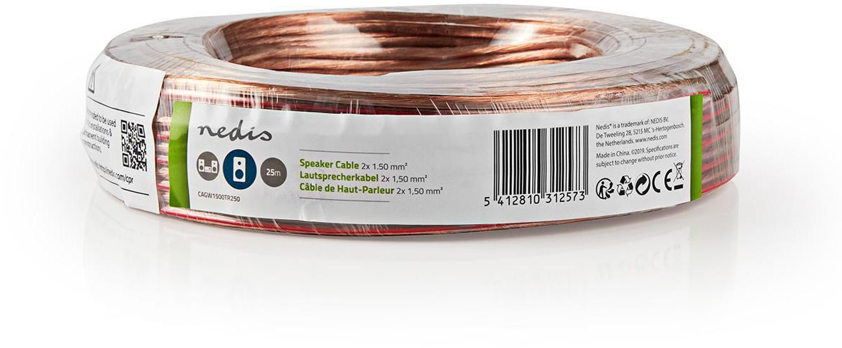 Câble audio NEDIS Transparent 25m CAGW1500TR250