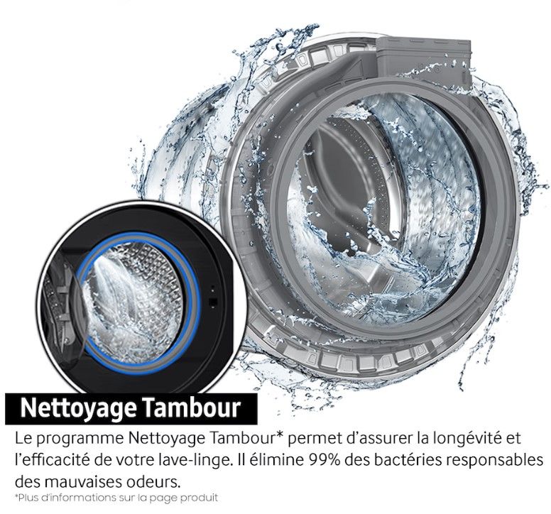 Lave linge sechant Frontal SAMSUNG 8/6kg 1400trs/min Moteur induction Blanc - WD80HG4U04BEEF