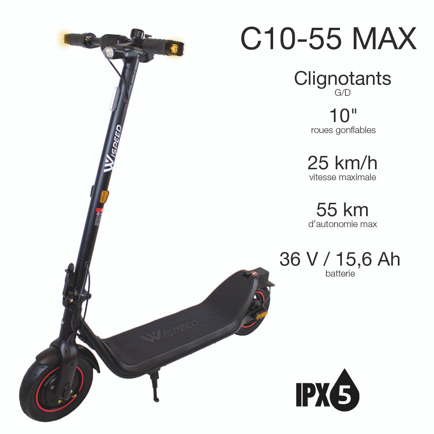Trottinette électrique LOGICOM  - WISPEED-C10-55M-NOIR