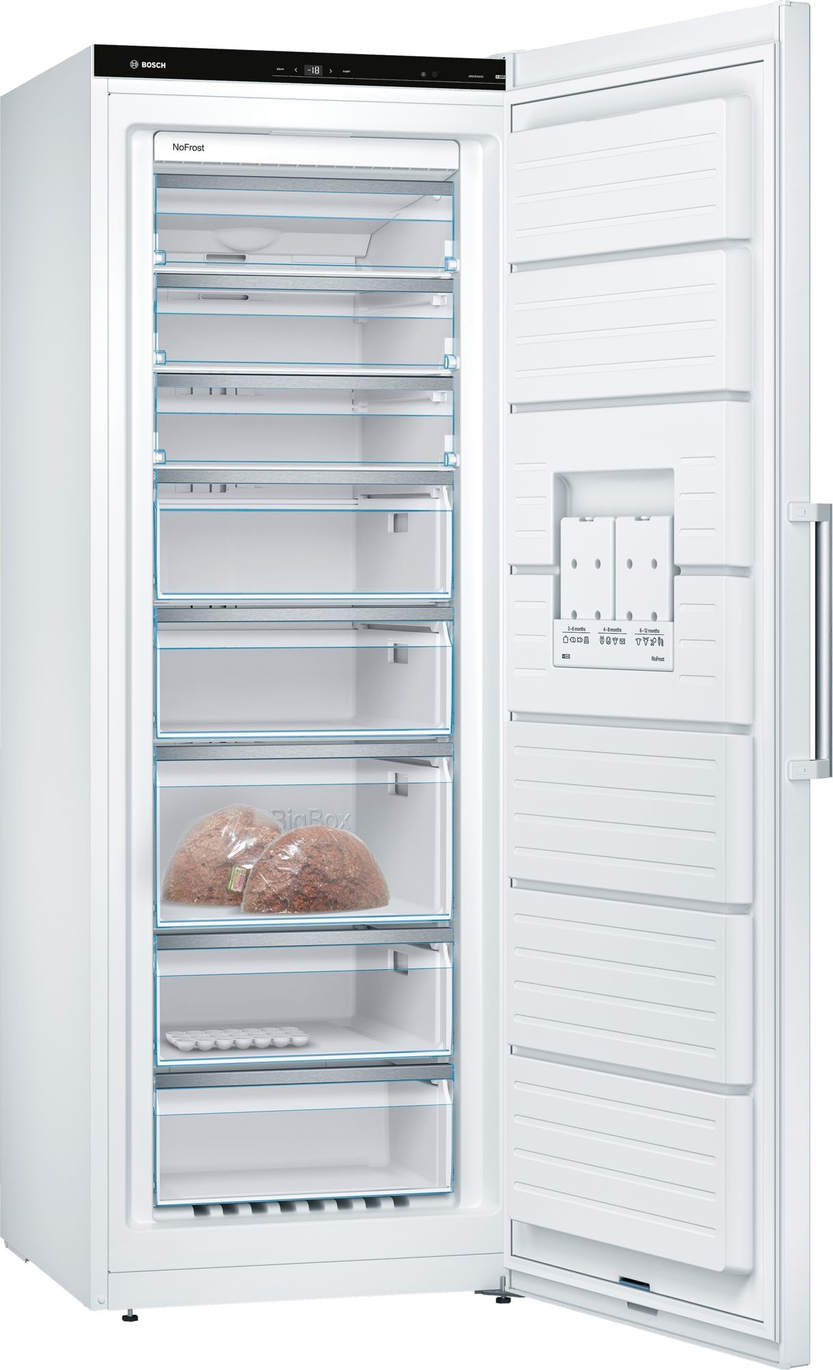 Congélateur armoire BOSCH NoFrost 365L Blanc FreshSense GSN58AWEV