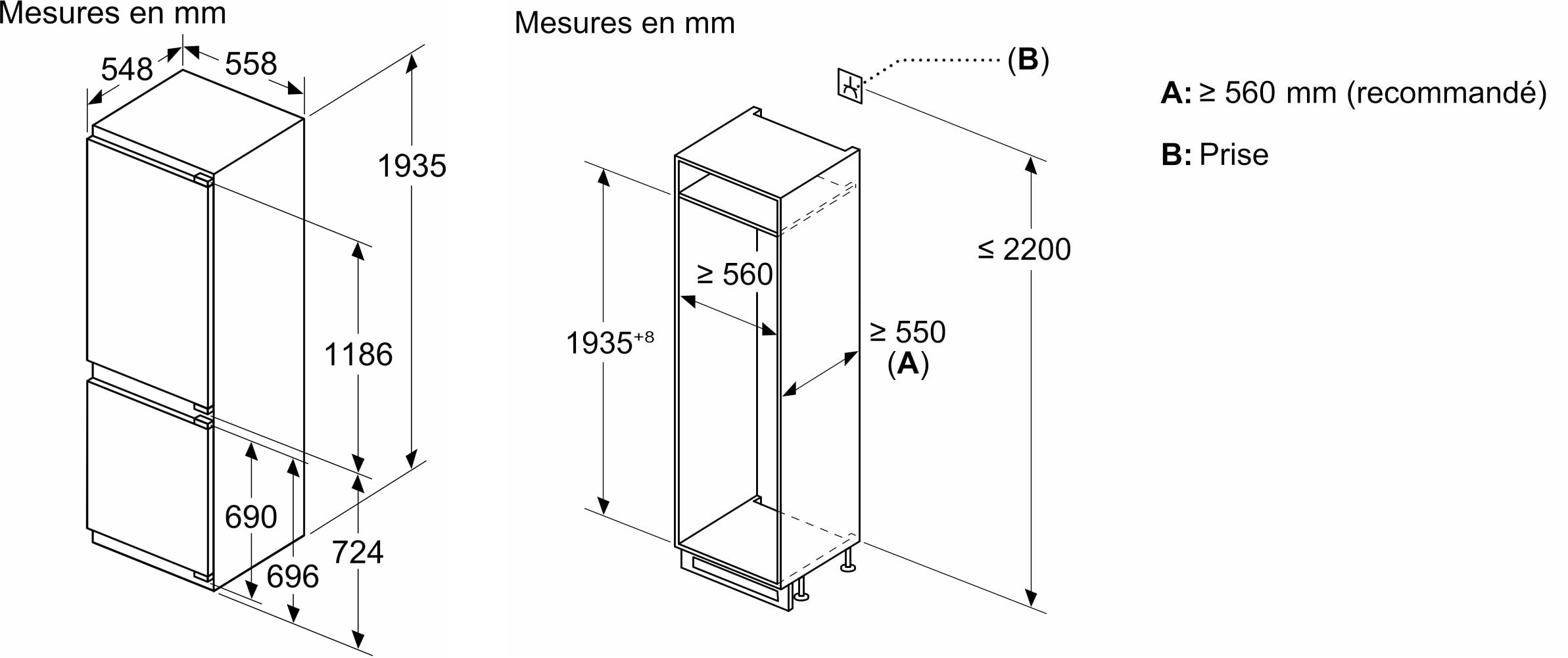 Réfrigérateur congélateur encastrable BOSCH - KIN96SFD0 Réfrigérateur congélateur encastrable BOSCH - KIN96SFD0