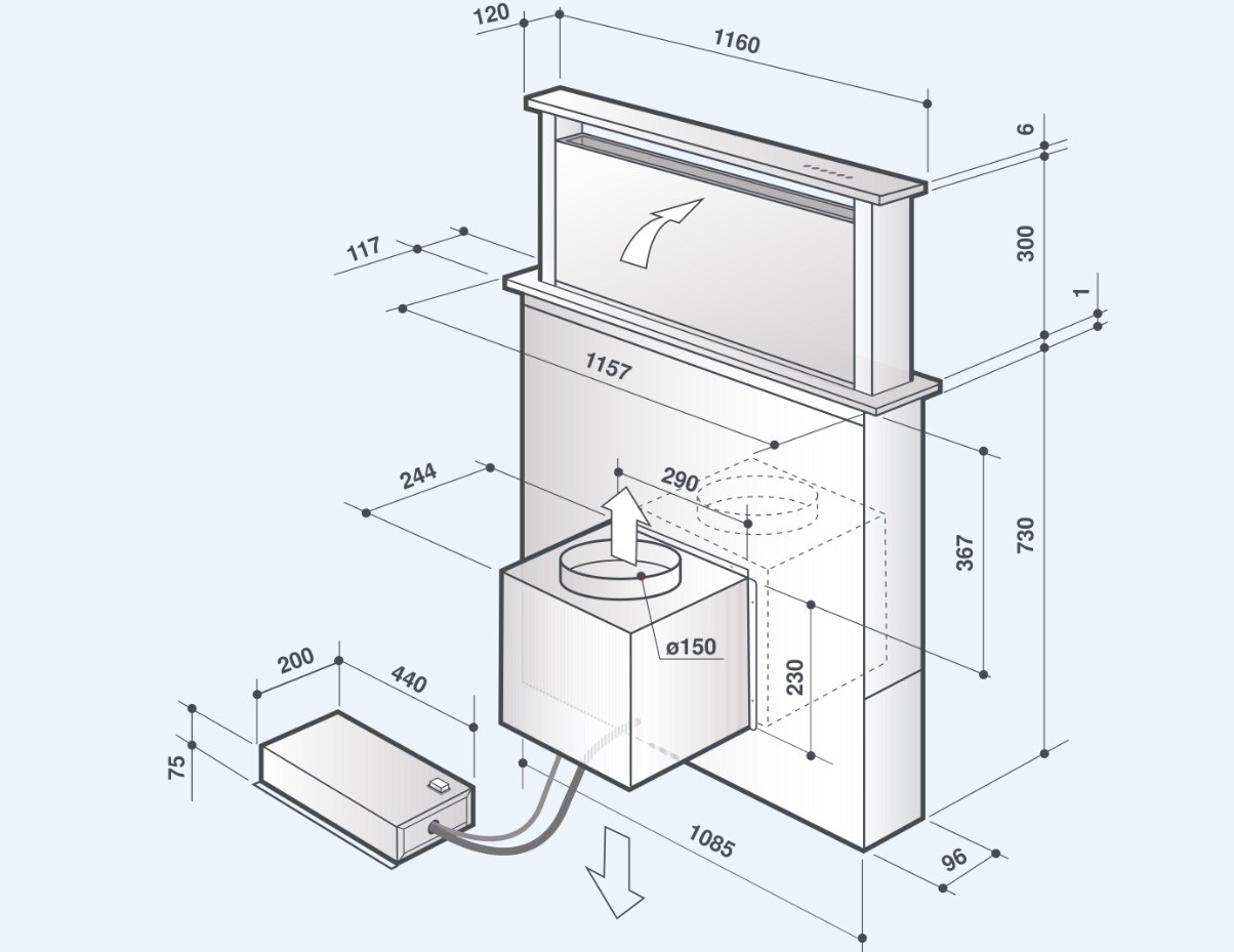 Hotte plan de travail DE DIETRICH  - DHD7261B