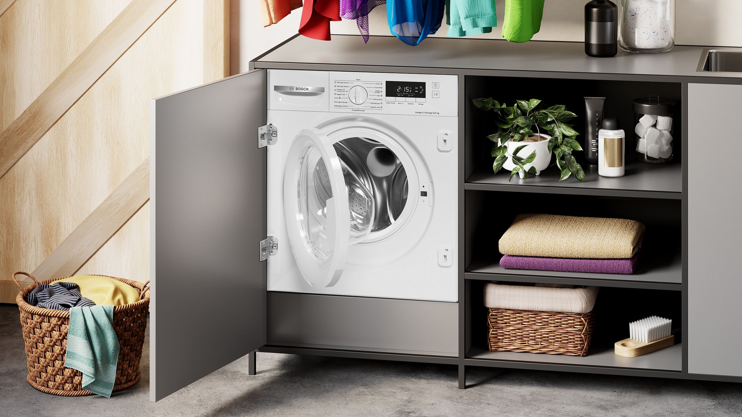 Lave linge sechant encastrable BOSCH 8kg 1400trs/min Blanc - WKD28260FR