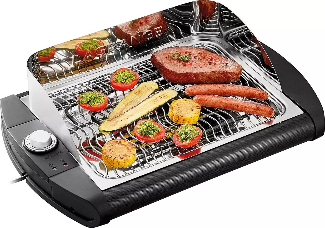 Barbecue électrique LAGRANGE 40x28cm Acier inoxydable Noir - 319005