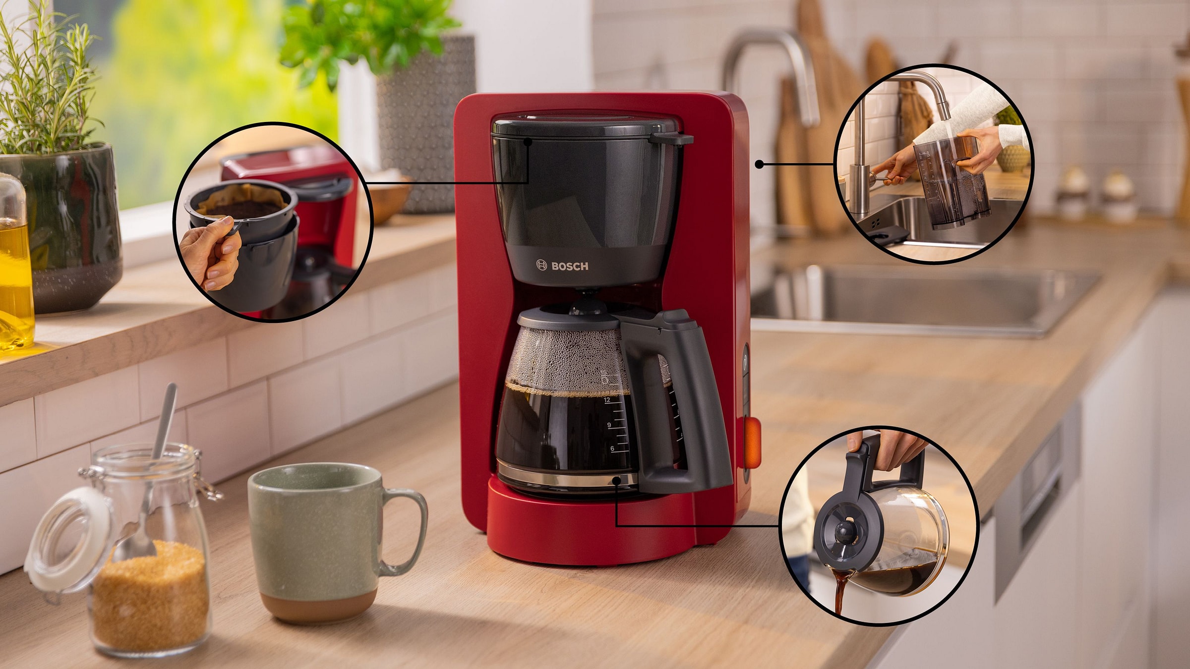Cafetière BOSCH AromaPlus Rouge - TKA3M134