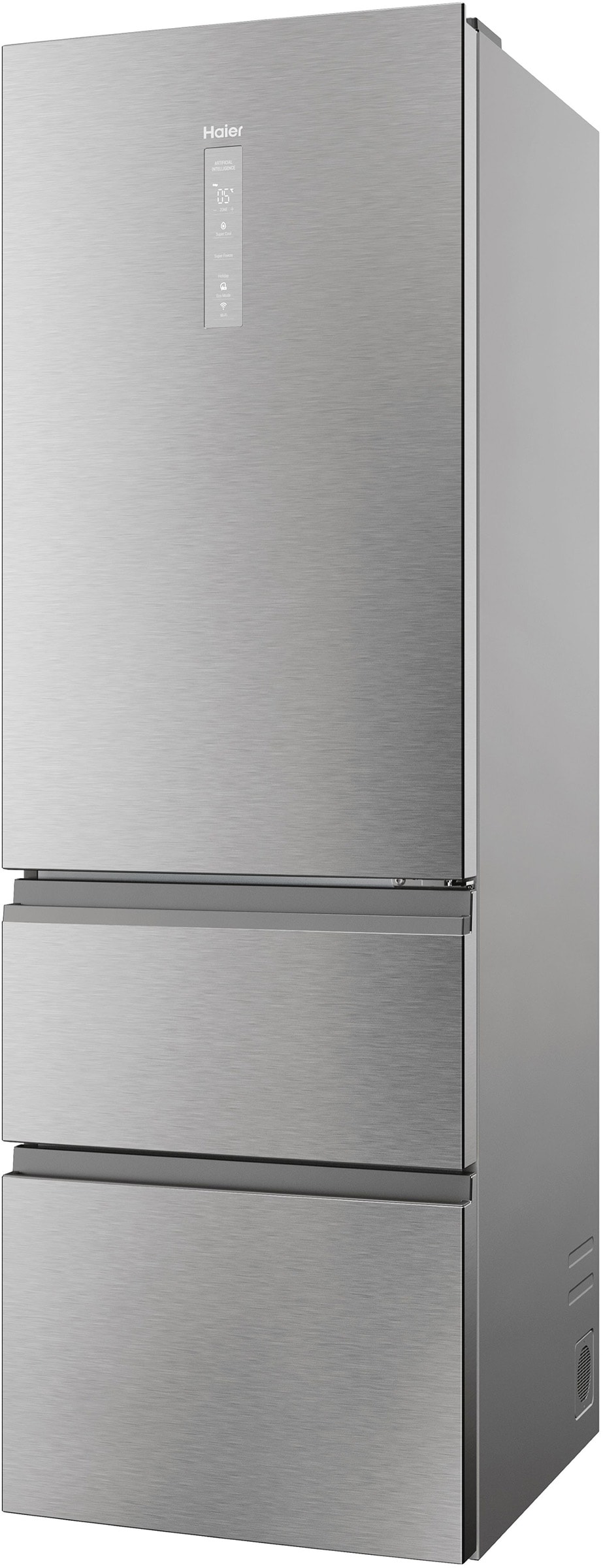 Réfrigérateur congélateur bas HAIER Total No Frost 360L Effet Inox HTW5618ENMG