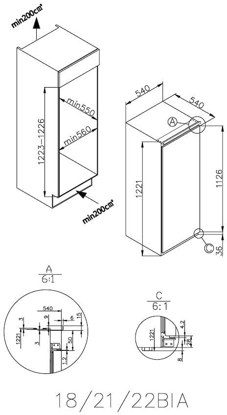 Réfrigérateur encastrable 1 porte ROSIERES - RSOP122/N Réfrigérateur encastrable 1 porte ROSIERES - RSOP122/N