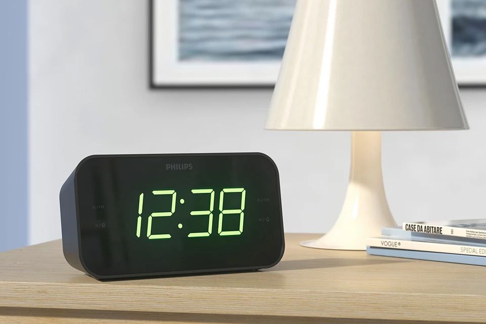 Radio réveil PHILIPS FM Double alarme Arrêt programmé Noir - TAR3306/12