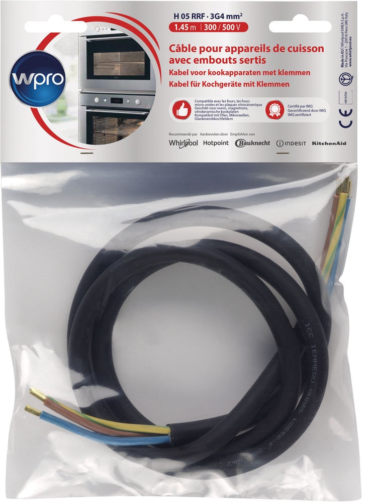 Câble électrique WPRO Plaque de cuisson 5750W 1.45m Noir CCB340/1